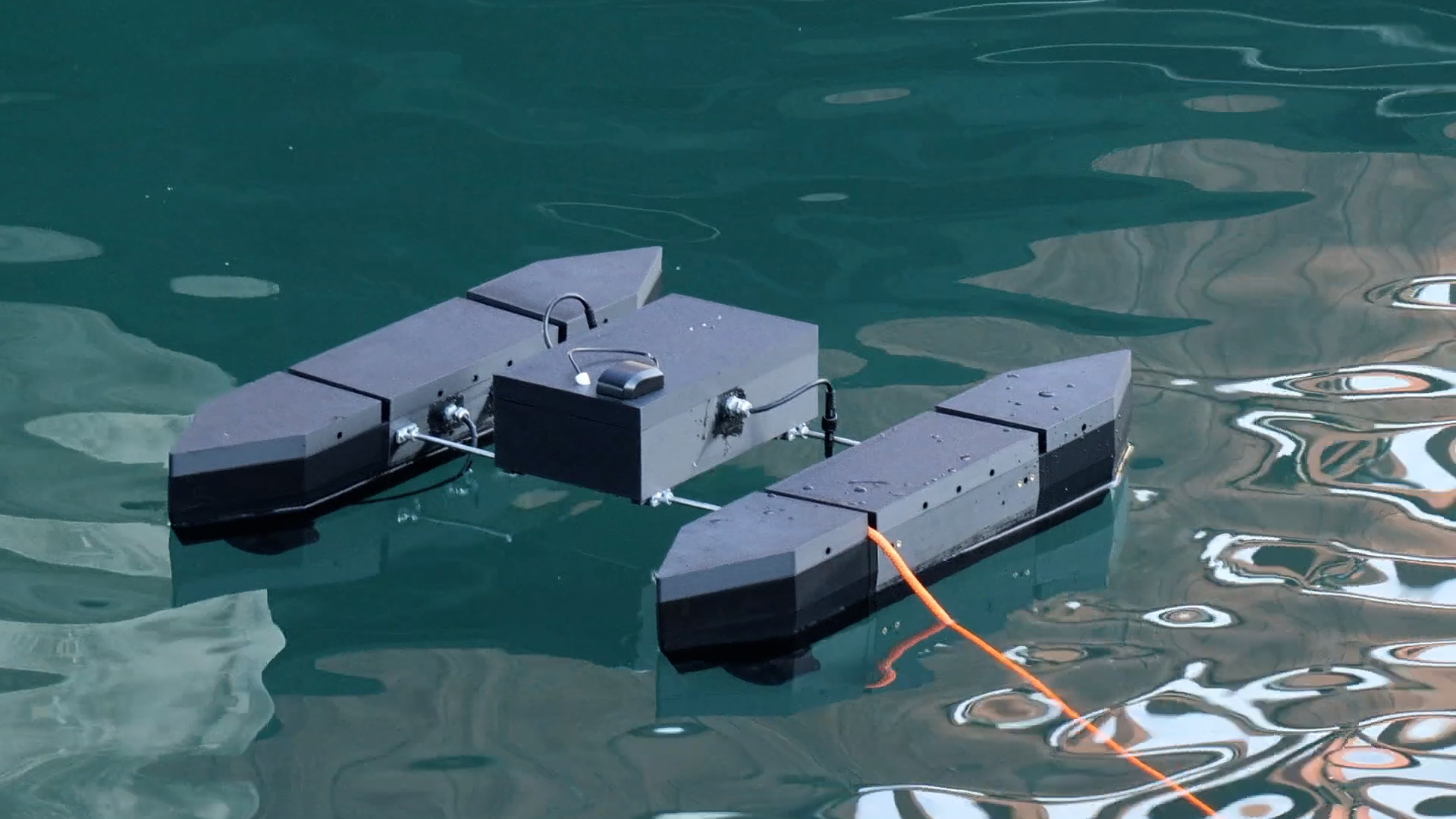 BN-USV V2 prototype on the water during a field test